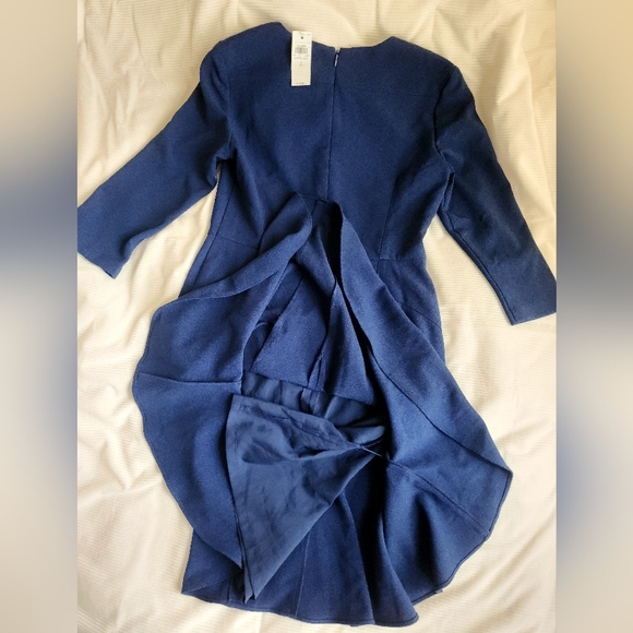 Ann Taylor Sheath Dress Flounced Hem 3/4 Sleeves Royal Blue Sz 2 NWT - Picture 14 of 16